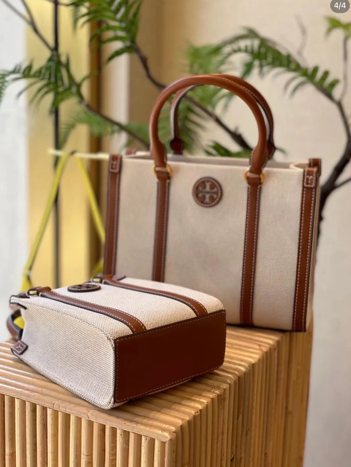 @Tory Burch Blake 迷你帆布牛皮托特包/229P350 🔥折上七折🉐8710