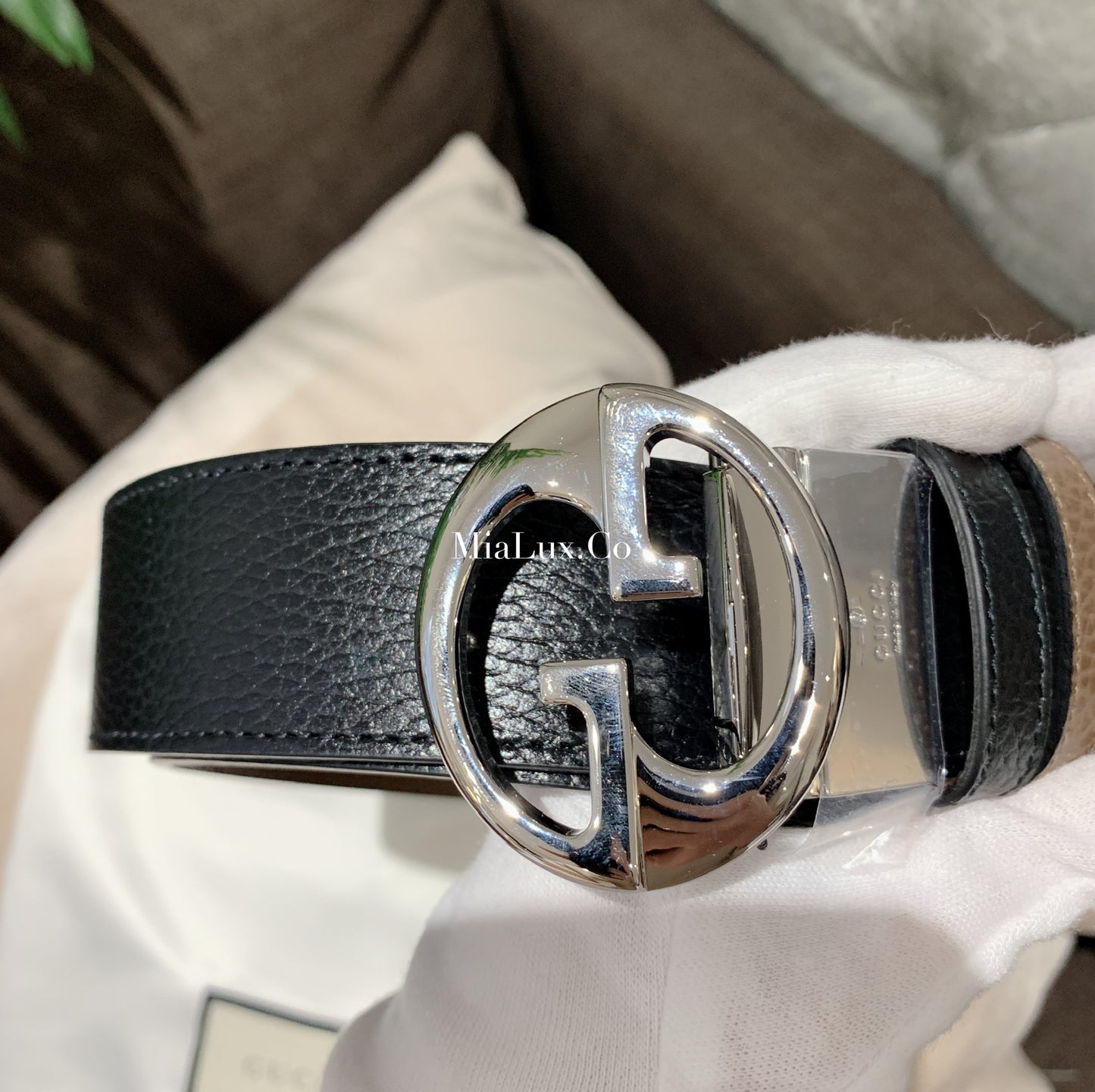 *@Gucci Calfskin Belt 男生款滑蓋雙面皮帶/P205
