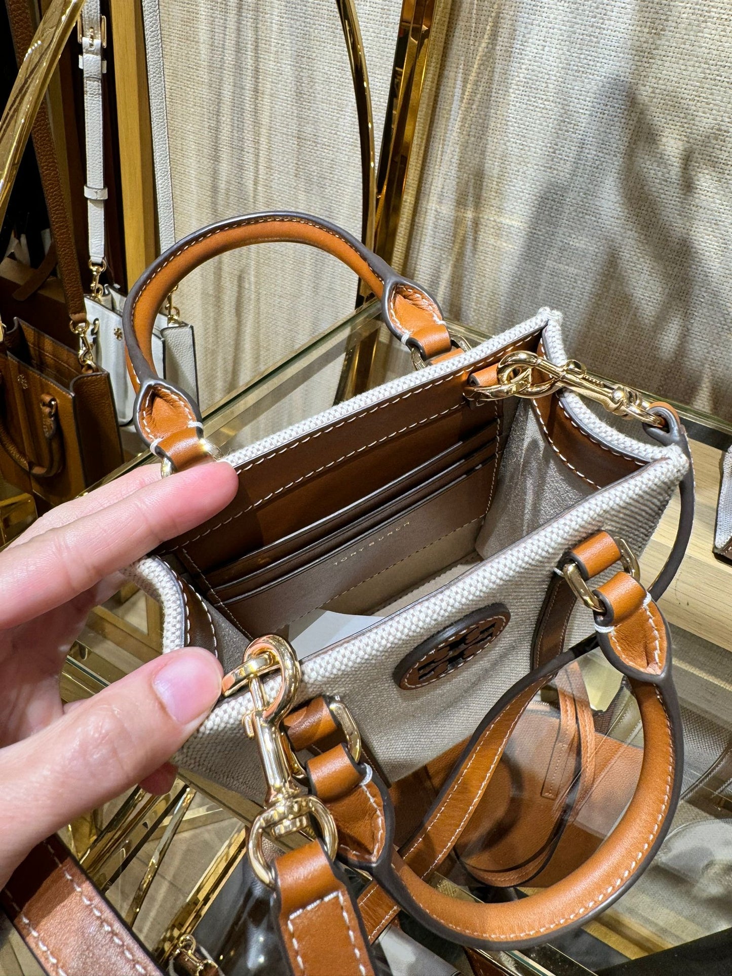 @Tory Burch Blake 迷你帆布牛皮托特包/229P350 🔥折上七折🉐8710