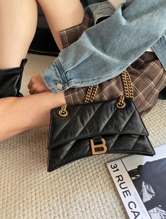 *Balenciaga巴黎世家 Crush小號鏈包-黑金/C1724 ㊙️折扣🉐69980💰