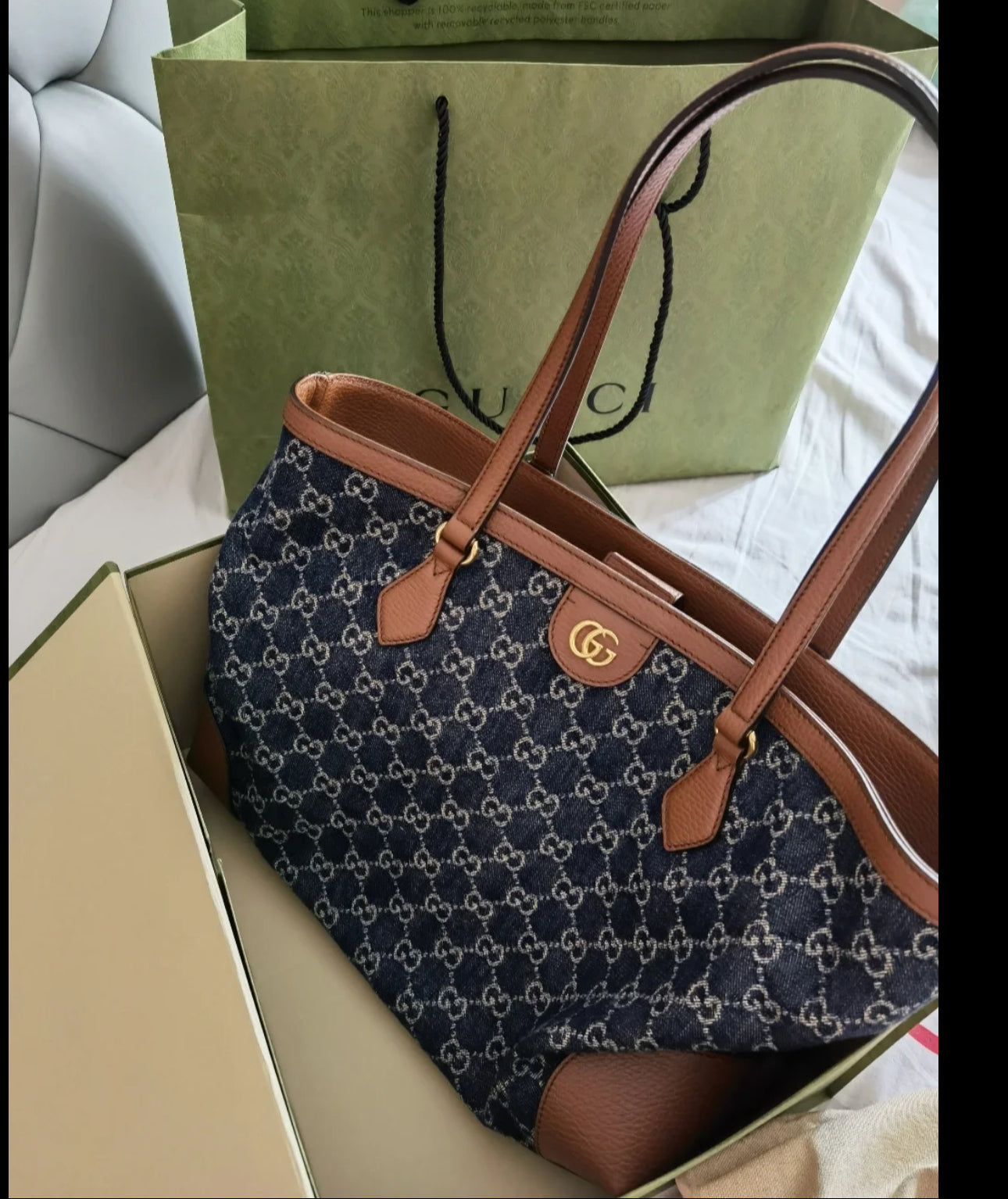 *@Gucci▪️Denim Ophidia 牛仔托特包/P850