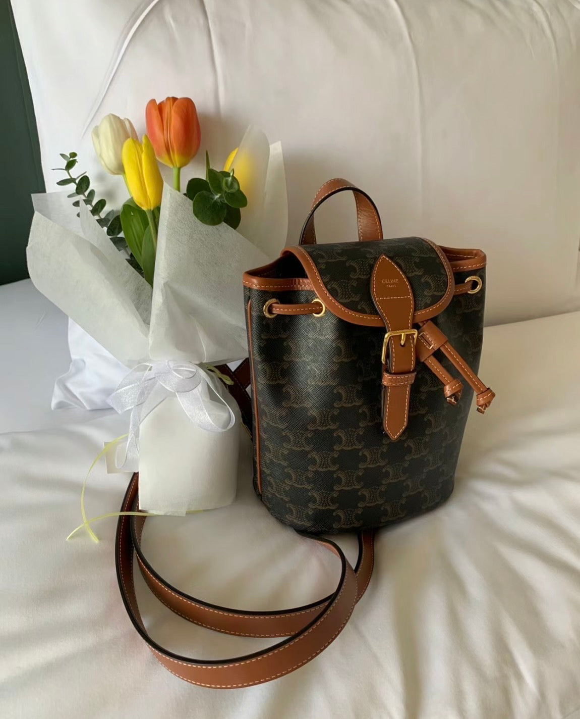 Celine▪️Backpack Folco Mini 迷你老花後背包/1450E1550 🉐56800🇪🇺