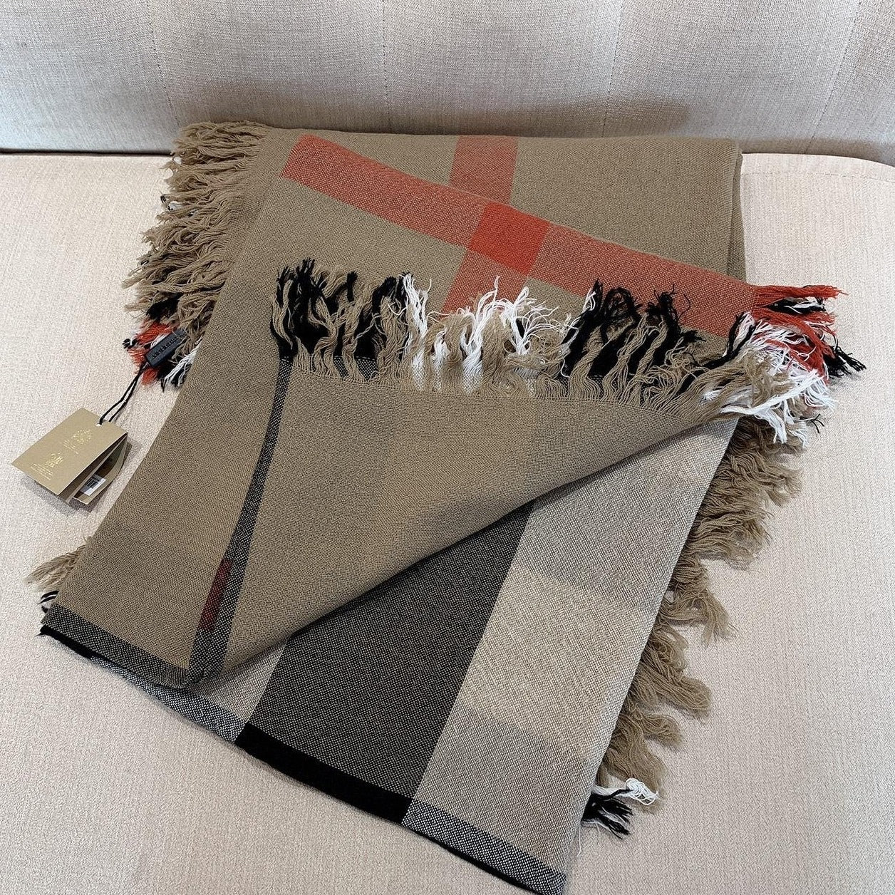 *現貨*Burberry Square Scarf 格紋羊毛大方巾-棕/P189