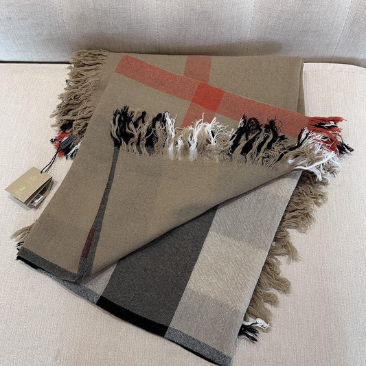 *現貨*Burberry Square Scarf 格紋羊毛大方巾-棕/P189
