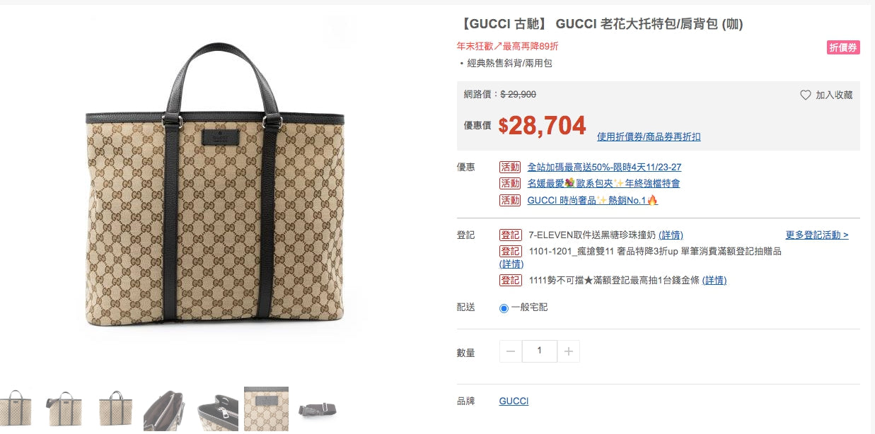 *@Gucci Canvas Tote L 大款男女款老花托特包/P500