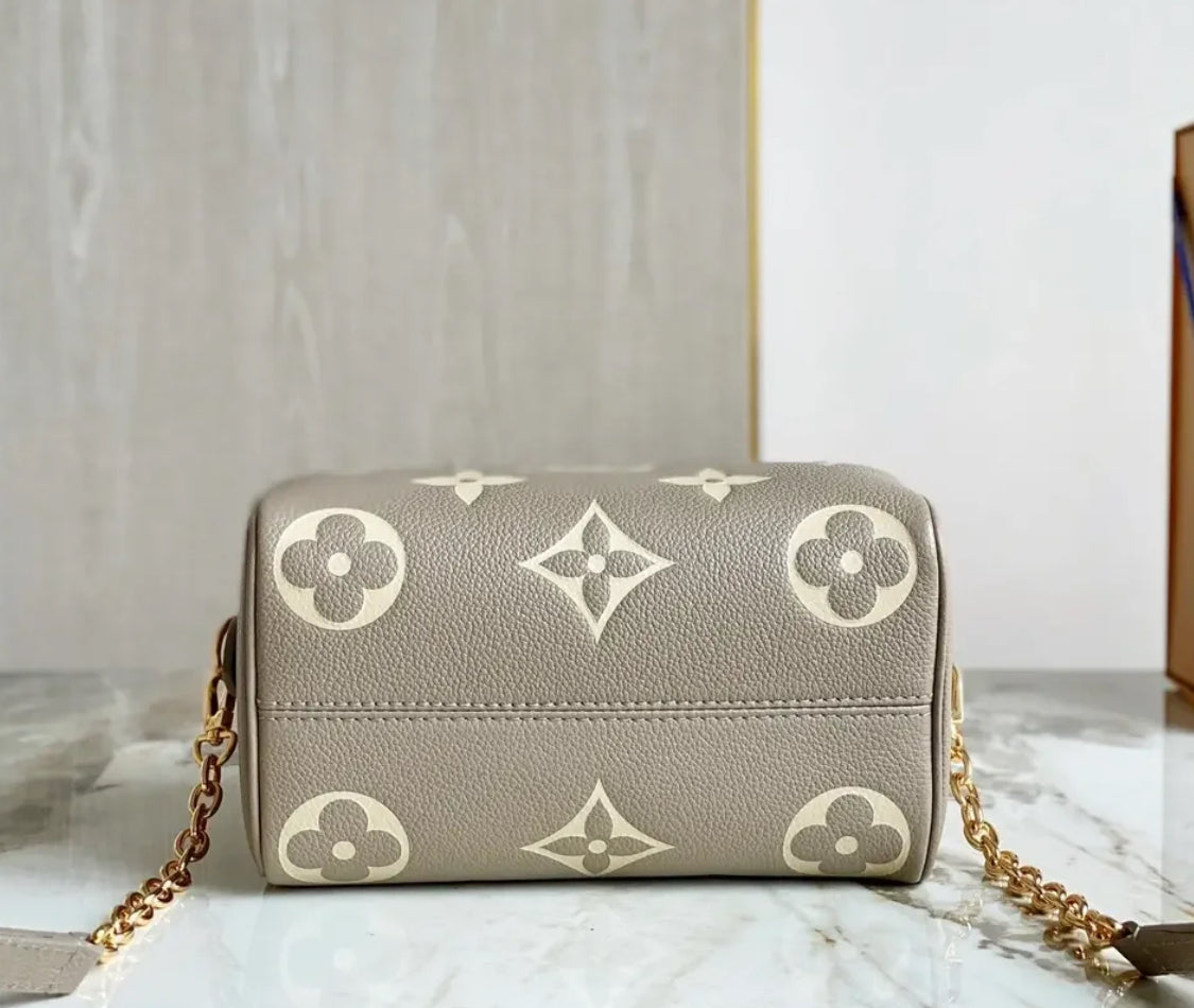 LV Speedy Bandoulière 20 壓紋雙色波士頓包-灰/2020✨🉐83820