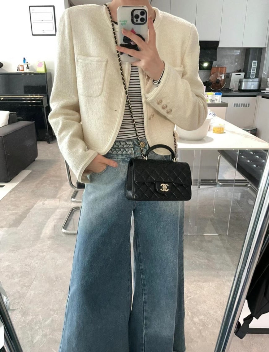 *現貨*CHANEL 24A CF20 HANDLE MINI 大迷你提把口蓋包 香檳淡金釦 P180000 /T218000