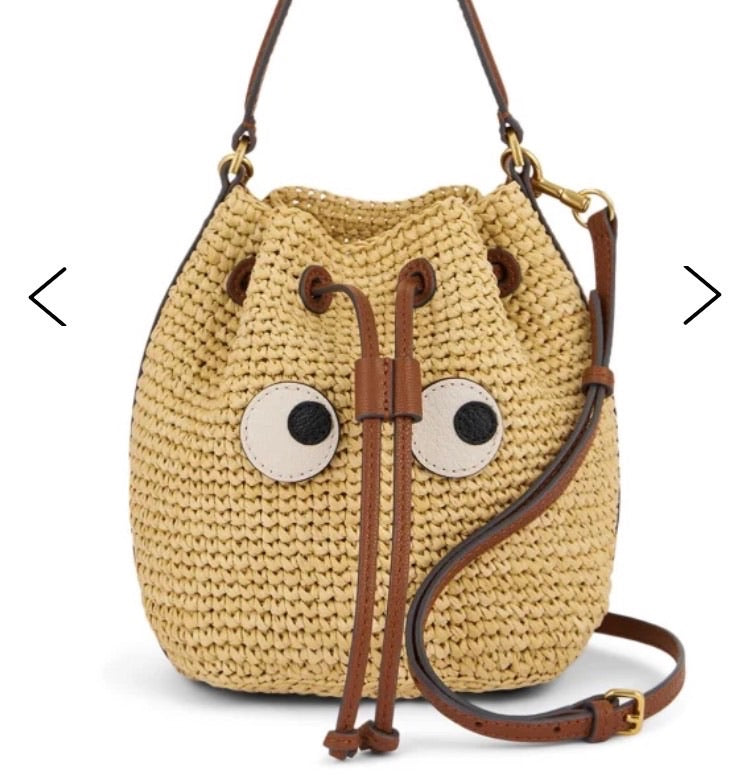 Anya Hindmarch Raffia Eyes Drawstring 大眼睛草編水桶包/425L262 ㊙️折扣🉐11000💰