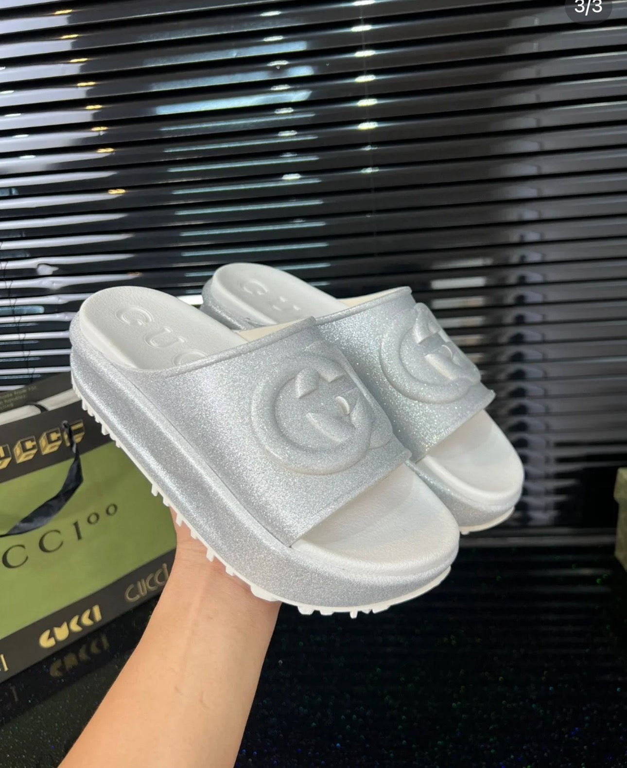 @Gucci Miami 厚銀拖鞋/485P245 🔔限時折🉐12030