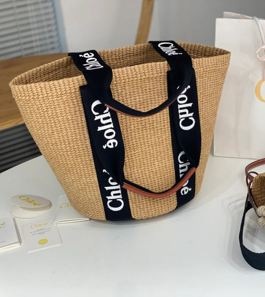 Chloe✨ LARGE WOODY BASKET大款Woody草編包-新色黑* £550 c489