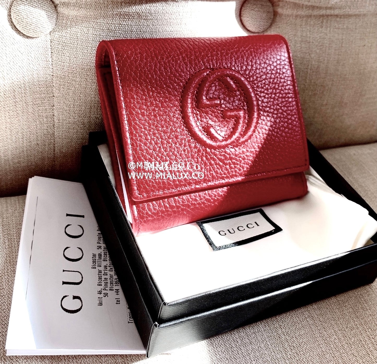 *@Gucci Soho Wallet 浮雕翻蓋三折短夾/P230