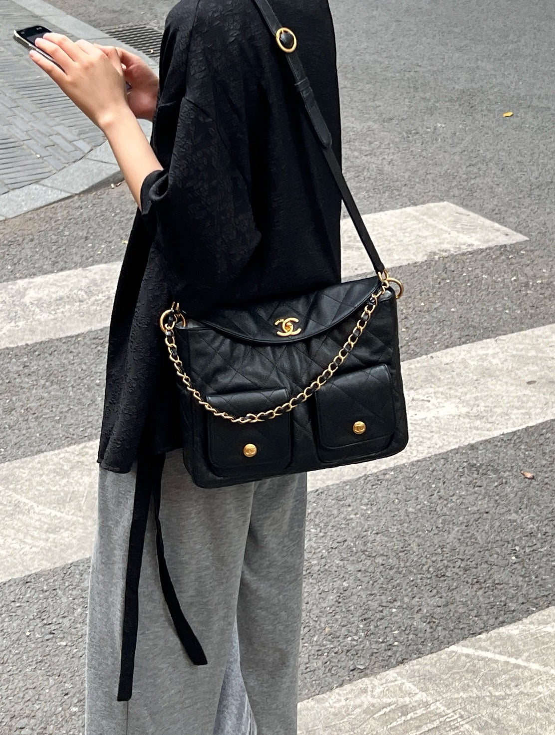 CHANEL 24P HOBO 小羊皮HOBO包