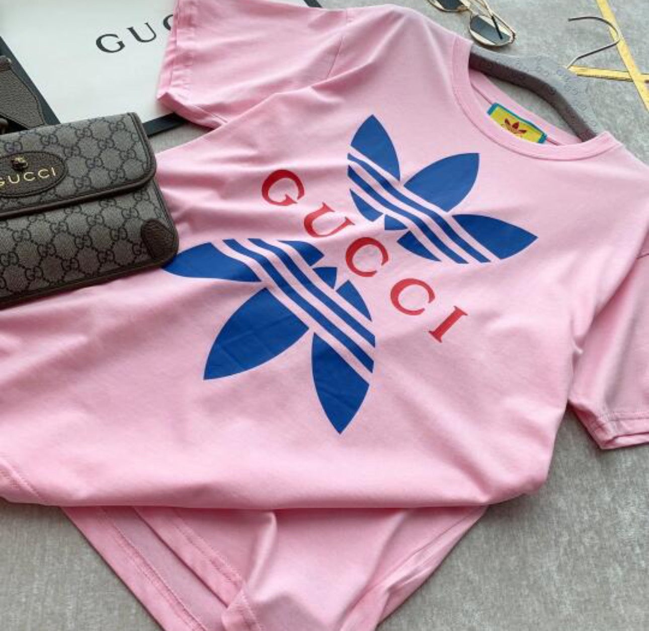 @GuccixAdidas 聯名T恤-粉色/120 🔥下殺🉐6900
