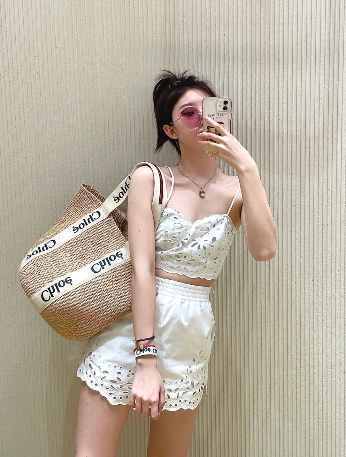 Chloe✨ WOODY BASKET L 大款草編包-米白/550C436㊙️折扣🉐19800