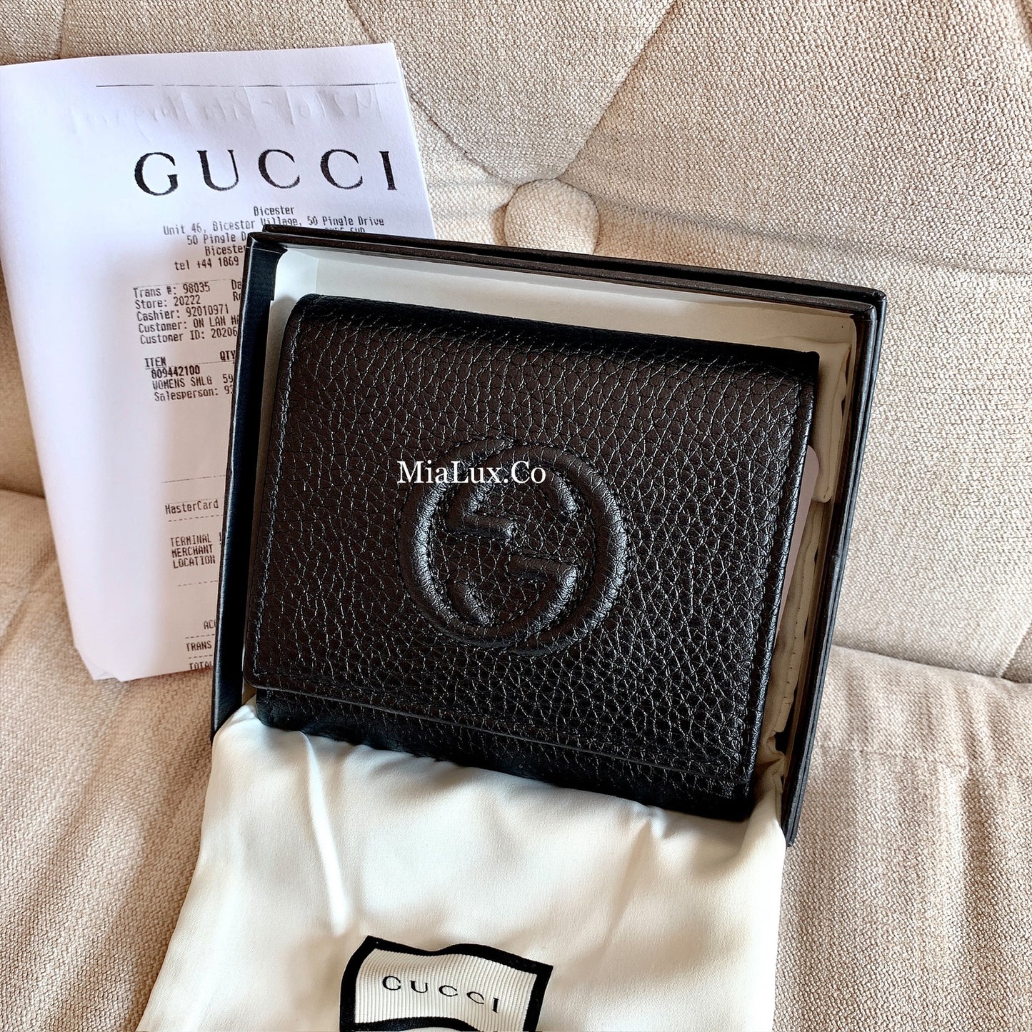 *@Gucci Soho Wallet 浮雕翻蓋三折短夾/P230