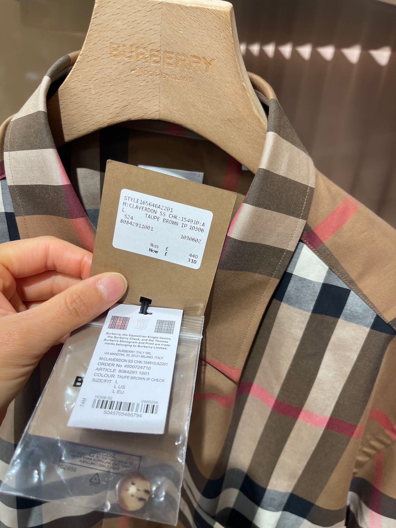 @Burberry Shirt 短袖格紋襯衫/440P310 🔥下殺🉐14750