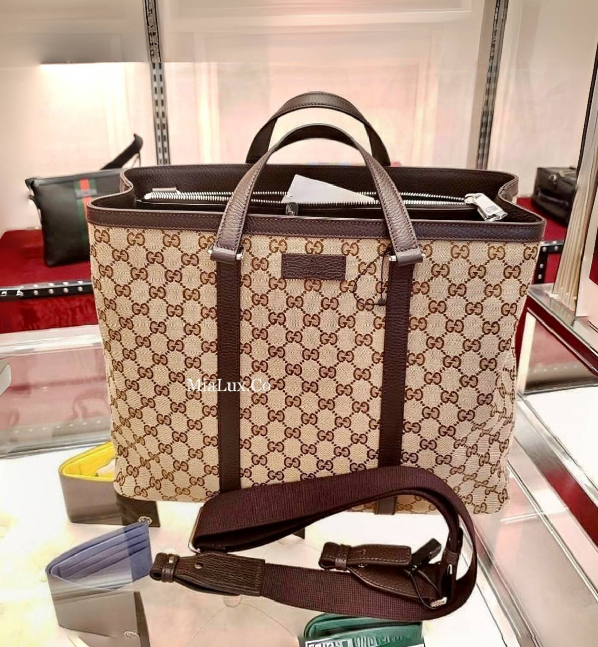 *@Gucci Canvas Tote L 大款男女款老花托特包/P500