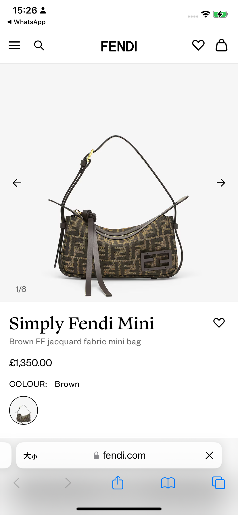 Fendi Simply Mini 迷你提花腋下包/1350E1500 🉐55000🇪🇺