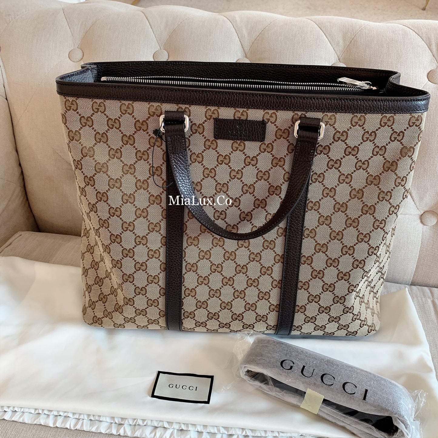 *@Gucci Canvas Tote L 大款男女款老花托特包/P500