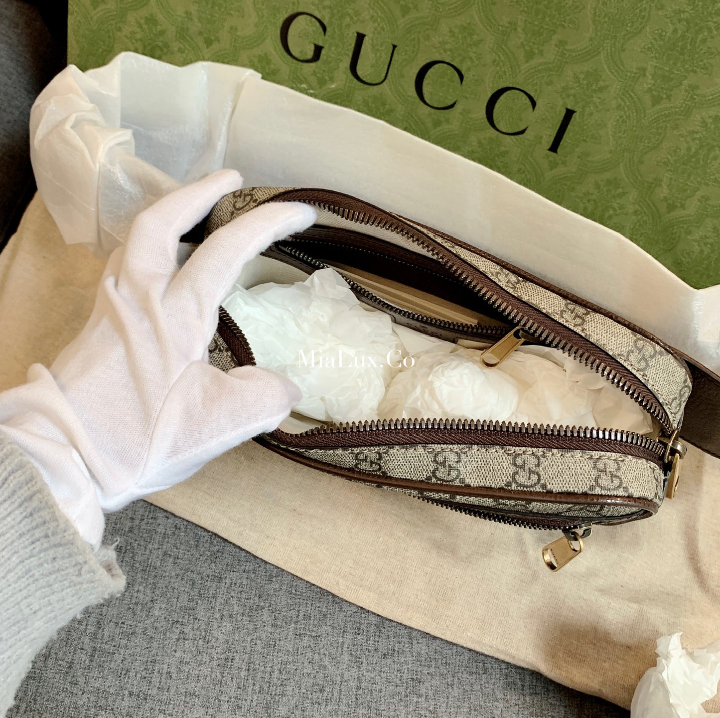 Gucci Ophidia GG Canvas Belt Bag 男女款老花皮帶包 *£855