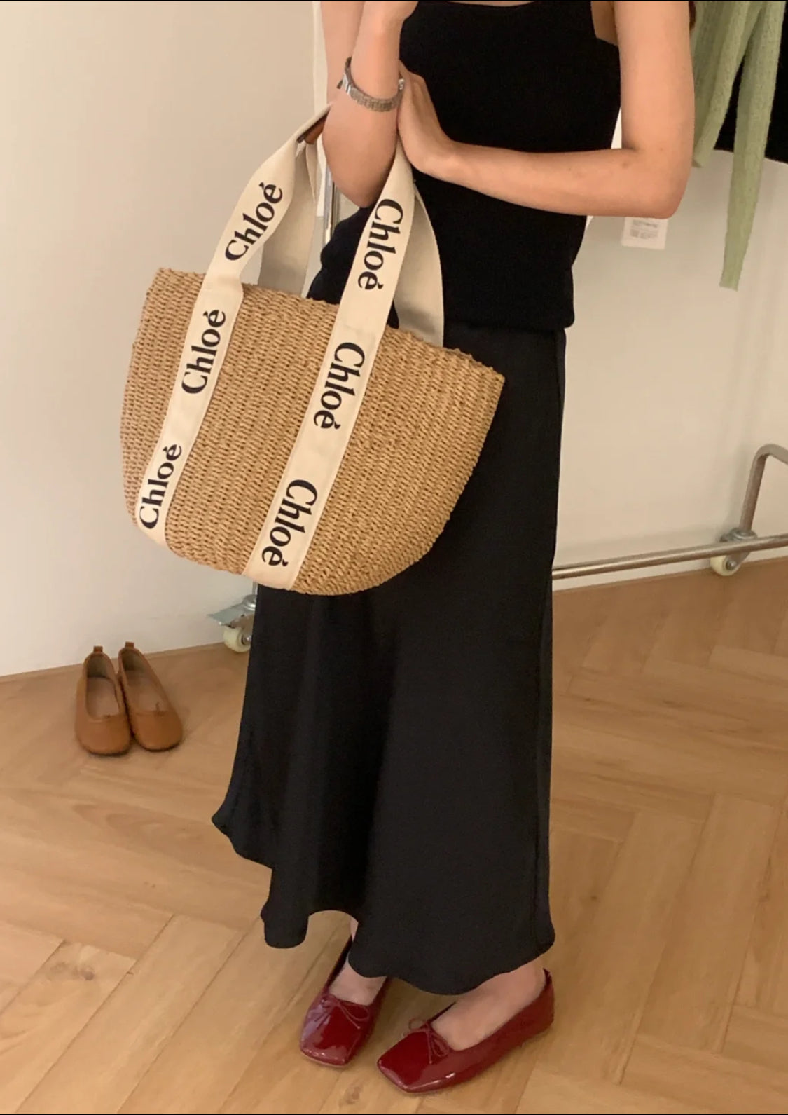 Chloe✨ WOODY BASKET L 大款草編包-米白/550C436㊙️折扣🉐19800