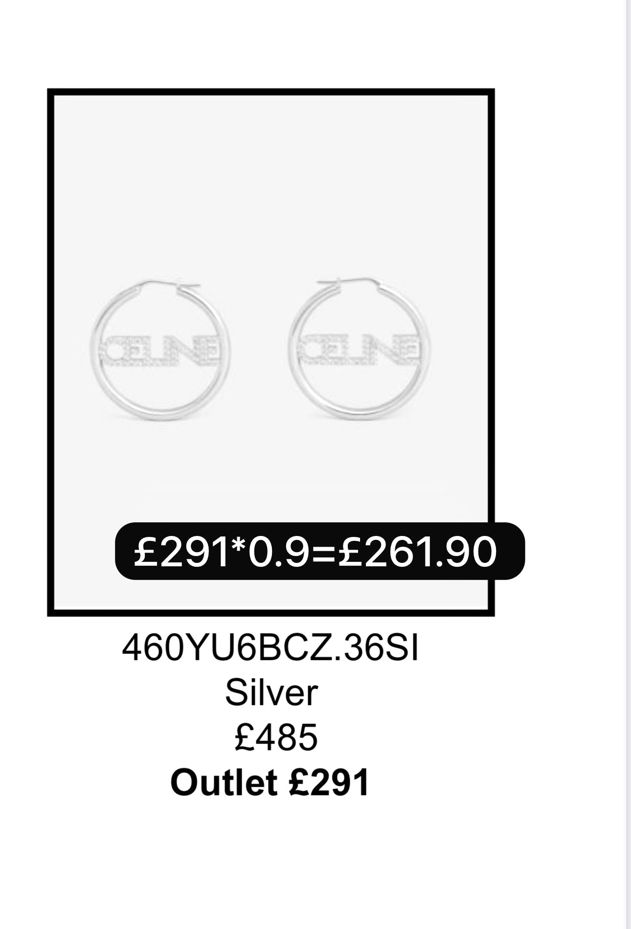 @Celine Silver Earrings 字樣耳環/P291🔥折上九折🉐12590