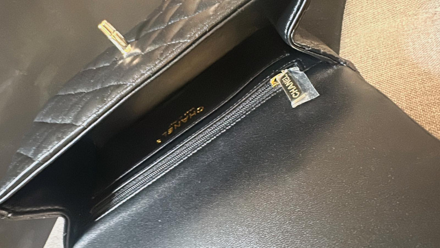 *現貨*CHANEL 24A CF20 HANDLE MINI 大迷你提把口蓋包 香檳淡金釦 P180000 /T218000