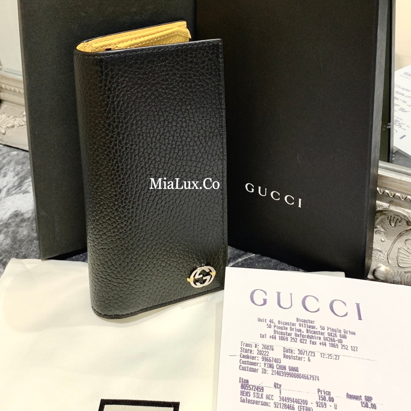 *@Gucci Long Wallet 男女款拼色銀扣長夾/P230