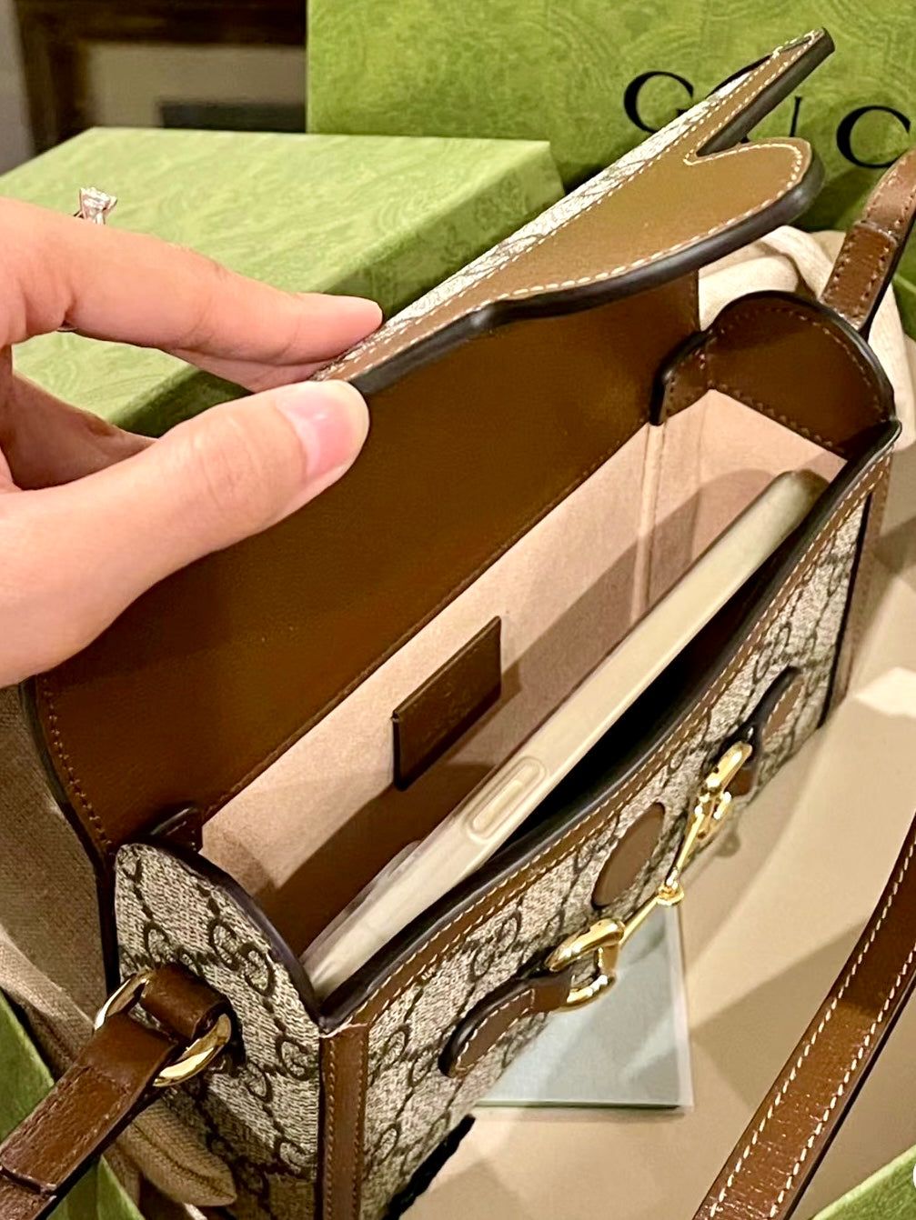 Gucci 1955 Horsebit Mini 馬銜老花掀蓋包/945 🉐38800