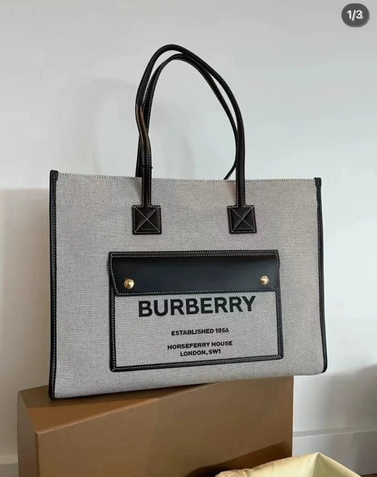 @Burberry Freya MD 中款托特包-灰/1090P599 🔥折上七折 🉐19870