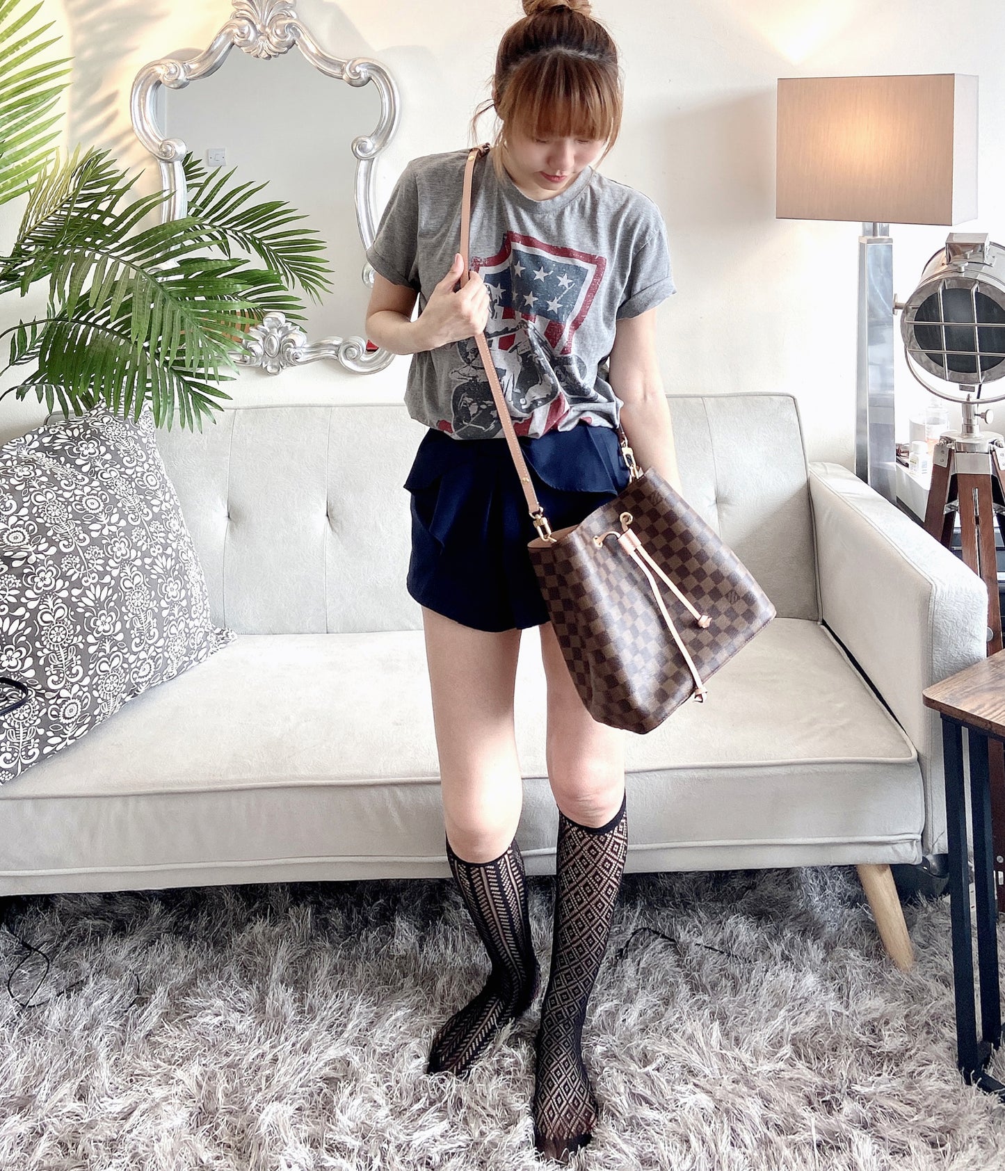 ❌LV NéoNoé MM 中款棋盤格水桶/1560 ✨🉐64960