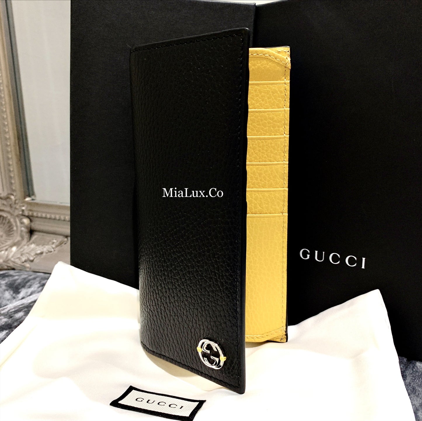 *@Gucci Long Wallet 男女款拼色銀扣長夾/P230