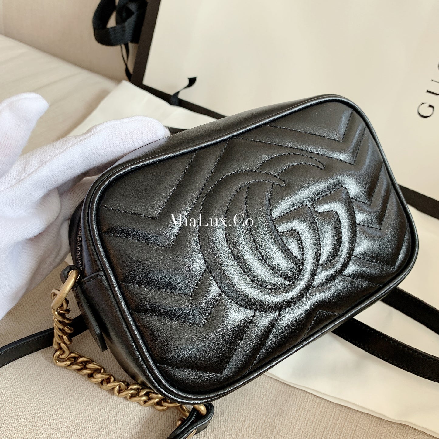 Gucci▪️GG Marmont Matelassé Mini 迷你相機包/1160 🉐47400