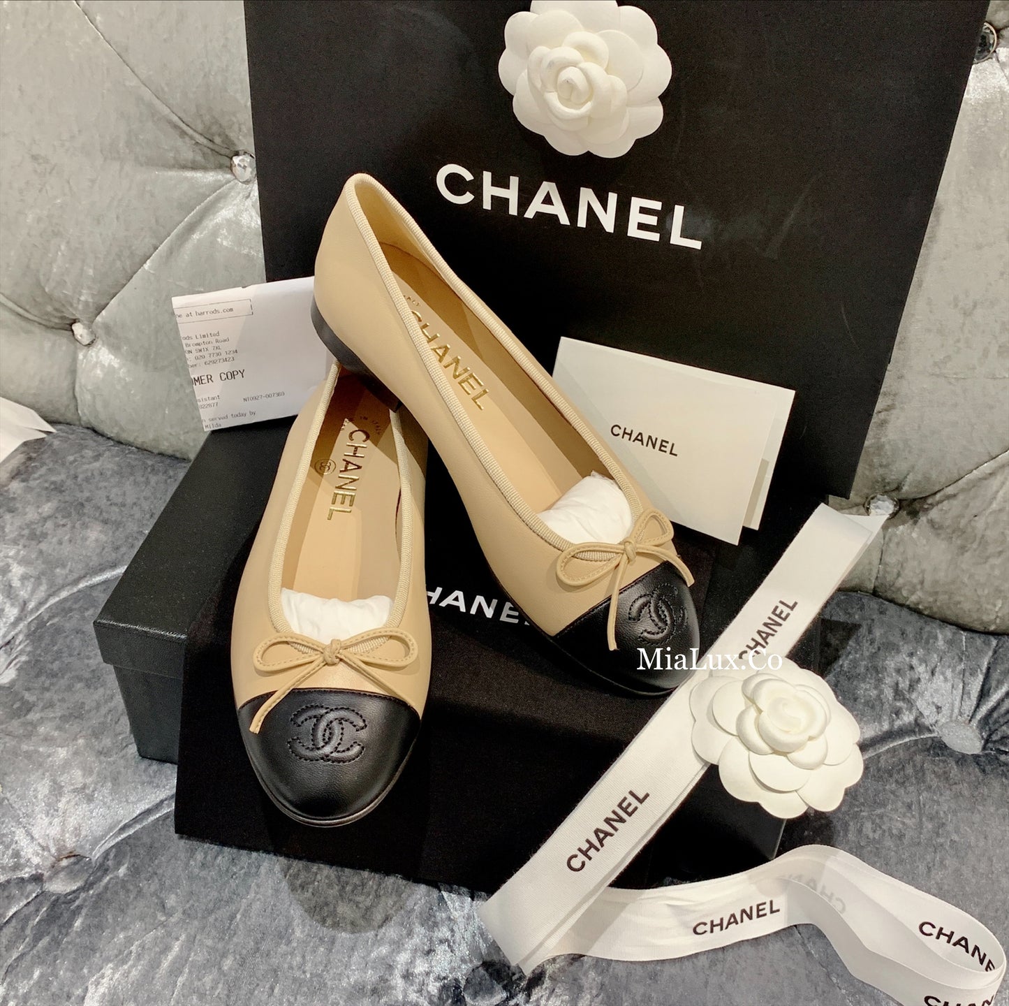 CHANEL▶︎✨| LAMBSKIN BALLET FLATS 小羊皮芭蕾平底鞋 G02819 *£790