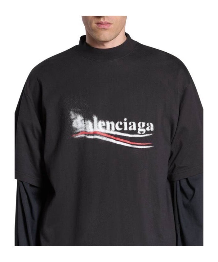 Balenciaga 巴黎世家✨ 掉漆水洗短袖上衣 黑色💰