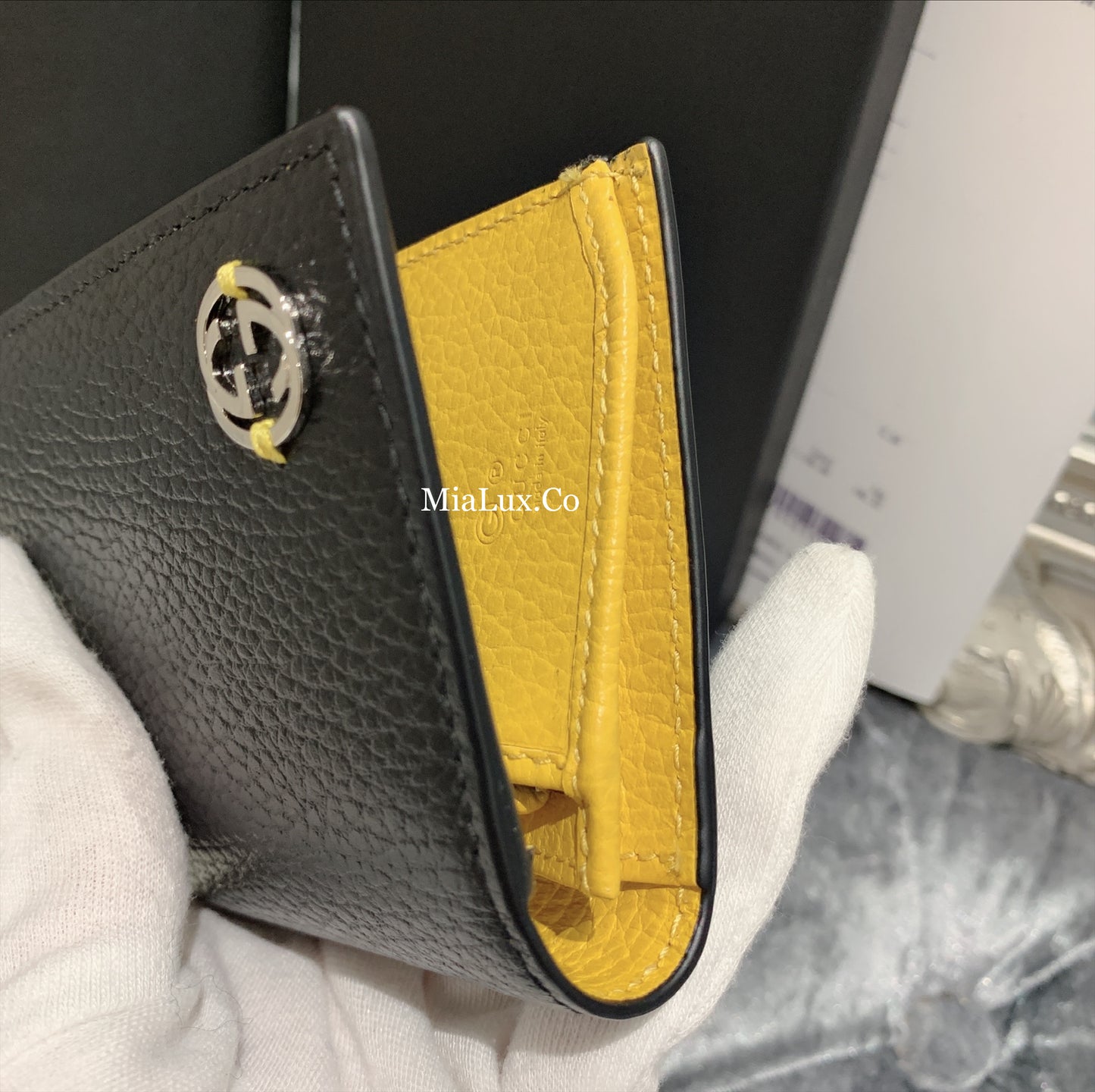 *@Gucci Long Wallet 男女款拼色銀扣長夾/P230