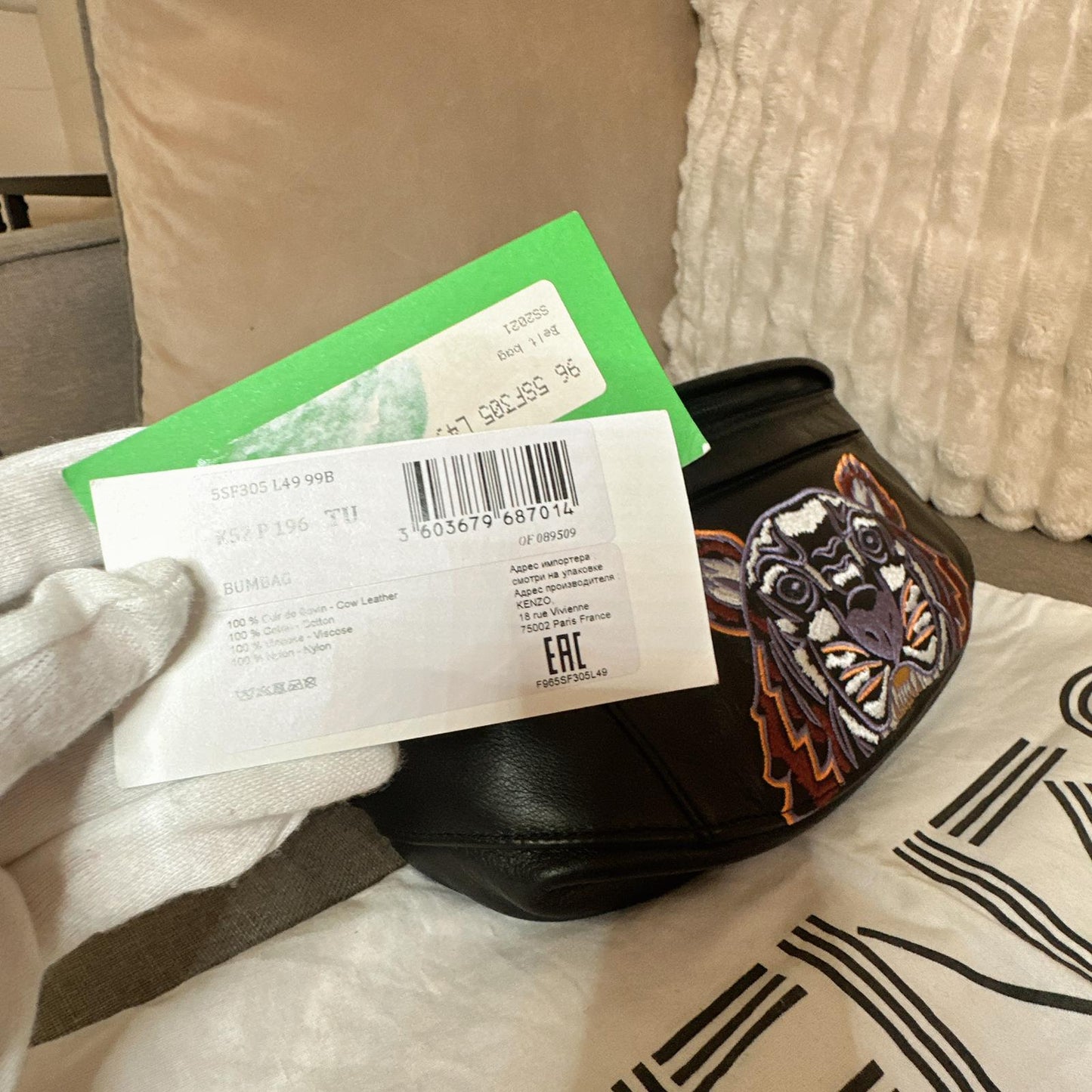 *現貨*@Kenzo▪️Bumbag 小牛皮虎頭胸包-黑 P9000 /T13800
