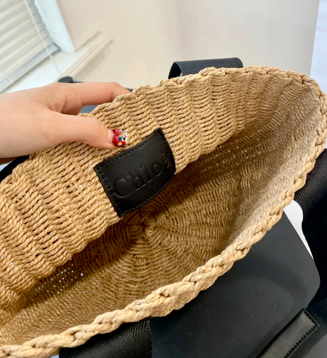 Chloe✨ LARGE WOODY BASKET大款Woody草編包-新色黑* £550 c489