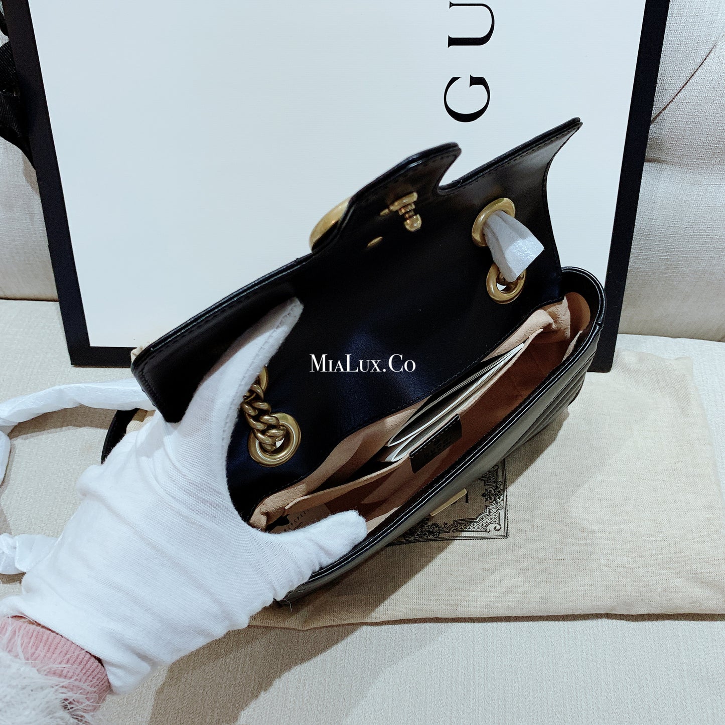 Gucci▪️GG Marmont Matelassé S 小款翻蓋鍊包/1890C1863 ㊙️折扣🉐75520💰