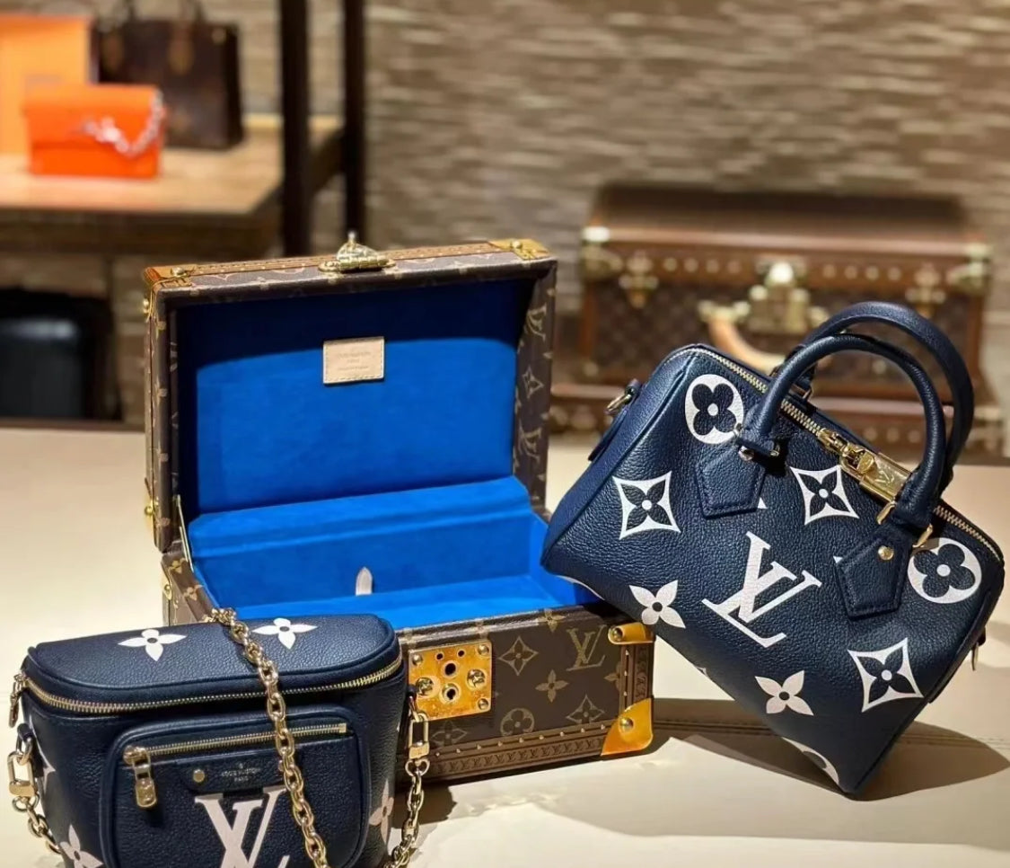 LV Speedy Bandoulière 20 壓紋雙色波士頓包-藍/1960✨🉐81360