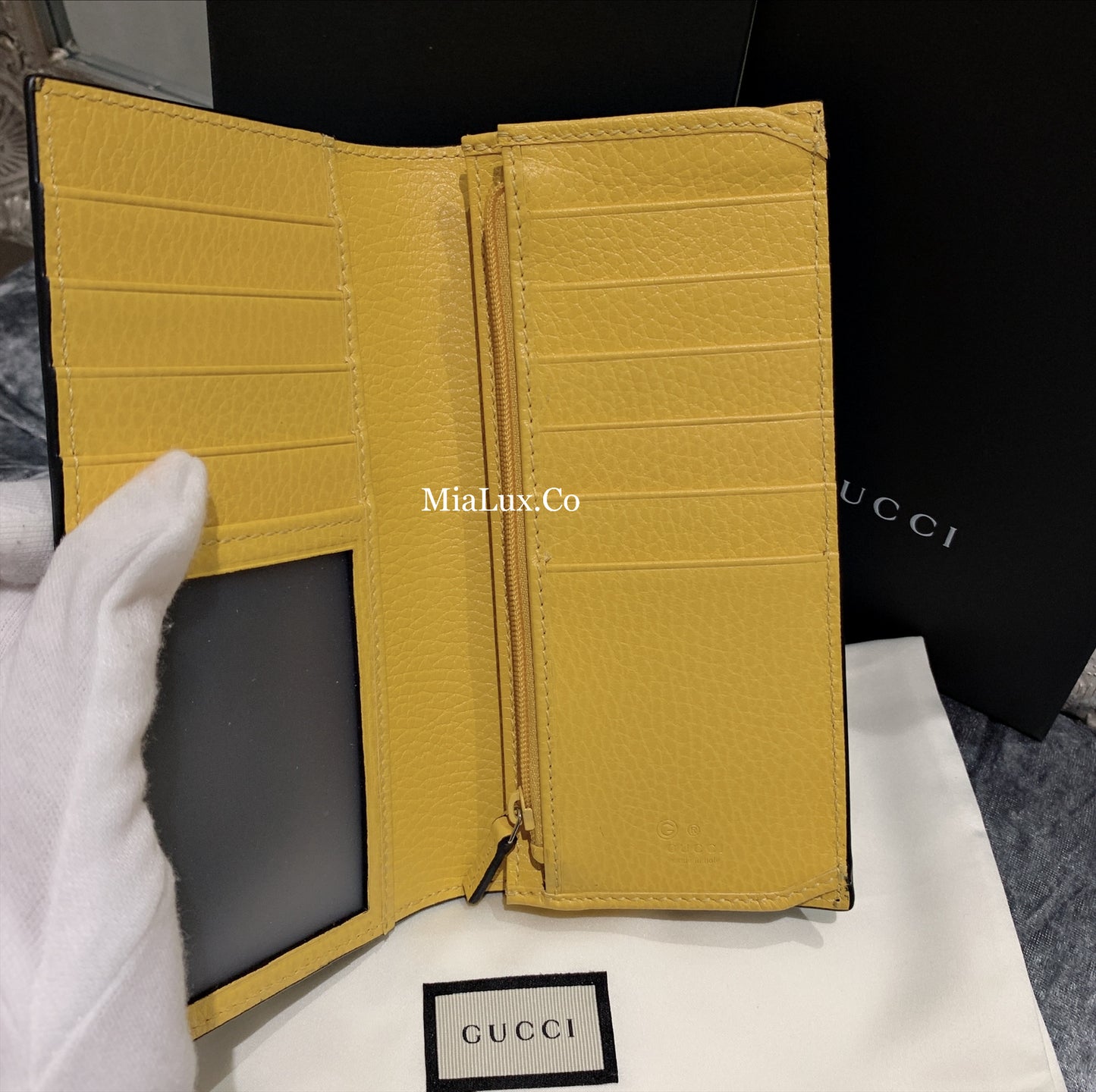 *@Gucci Long Wallet 男女款拼色銀扣長夾/P230
