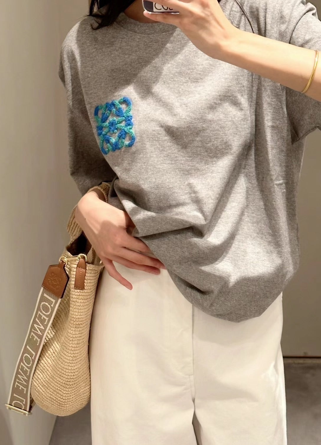 Loewe Slit Mini 拉菲草牛皮竹籃包/895