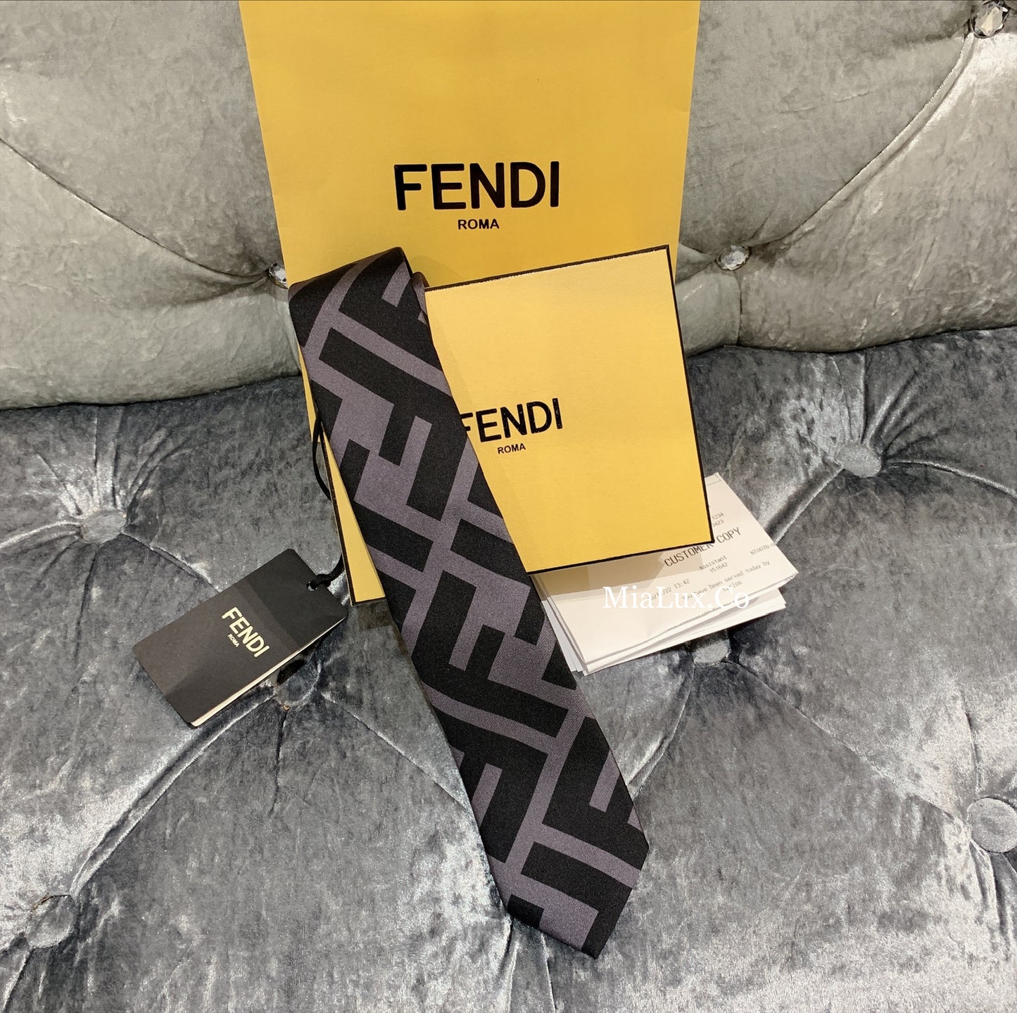 FENDI✨ BLACK SILK TIE 黑絲領帶 * £170