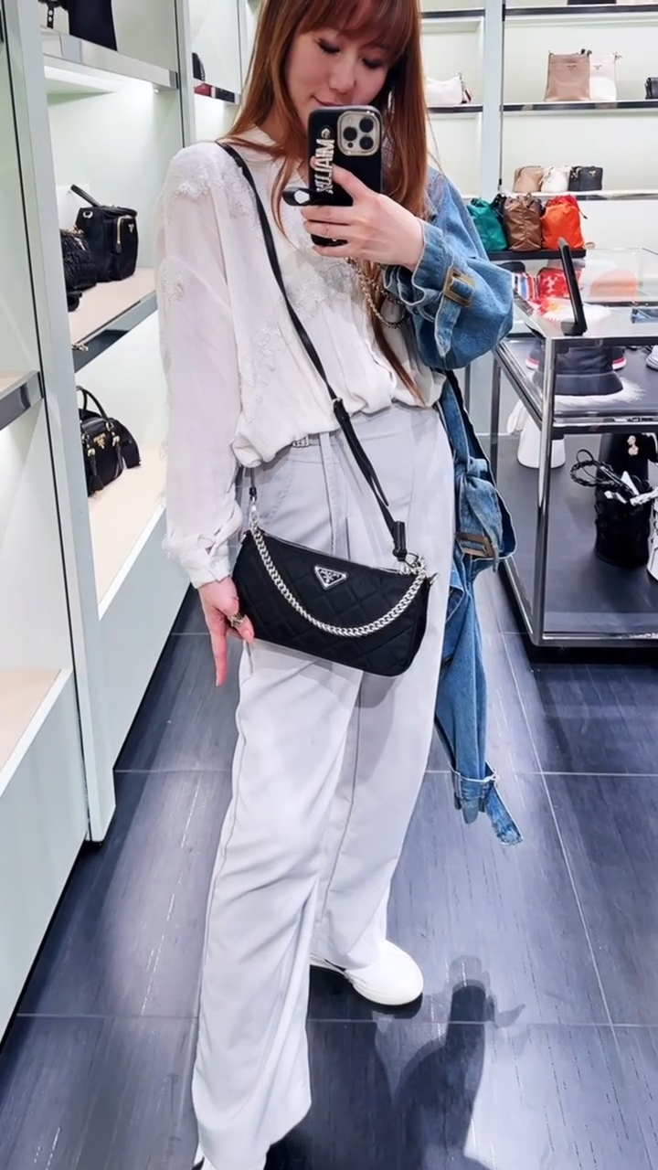 @Prada►TU 尼龍菱格鏈包/P880
