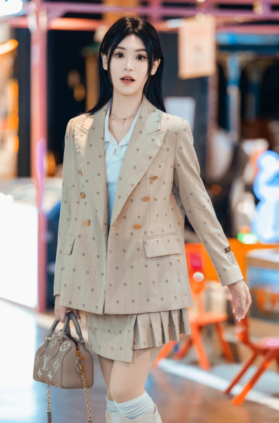 LV Speedy Bandoulière 20 壓紋雙色波士頓包-灰/2020✨🉐83820