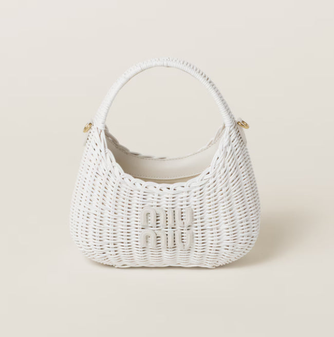 MiuMiu Wander Wicker Hobo 編織半月腋下包/1610E2000 🉐71000🇪🇺