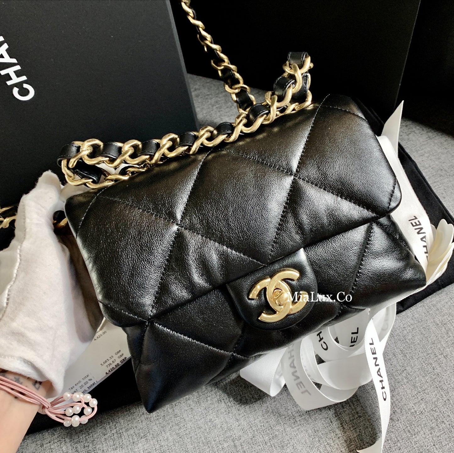 CHANEL✨ SMALL LAMBSKIN FLAP BAG 小羊皮大格菱翻蓋鏈包 AS3498 -