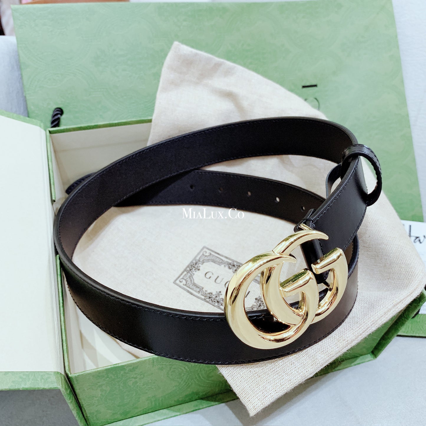 Gucci GG Marmont Leather Belt with Shiny Buckle 3cm 亮金屬頭3cm皮帶 *£360