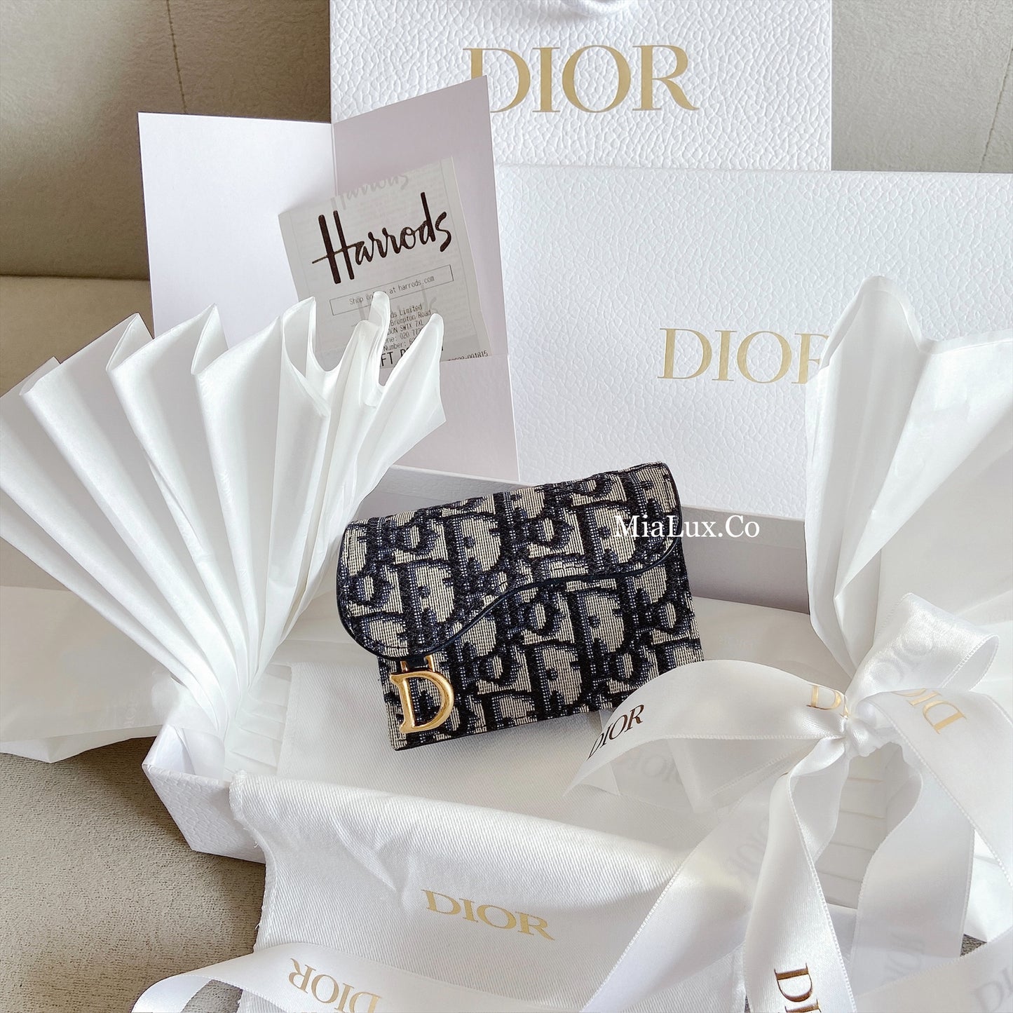 Dior▪️Saddle Bloom Card Holder馬鞍提花翻蓋卡包/370E410 🉐14000🇪🇺🏷