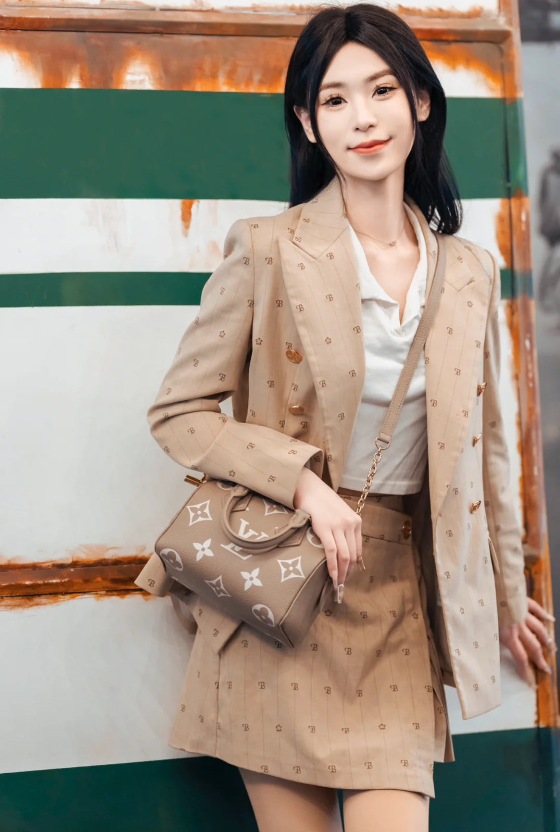 LV Speedy Bandoulière 20 壓紋雙色波士頓包-灰/2020✨🉐83820